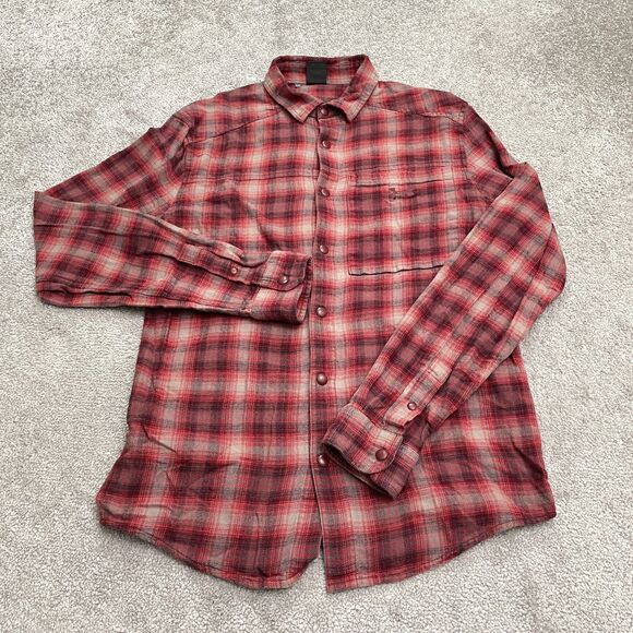 Under Armour Western Flannel Shirt Mens Medium Red Plaid Cotton Snap Button Down - Picture 1 of 16